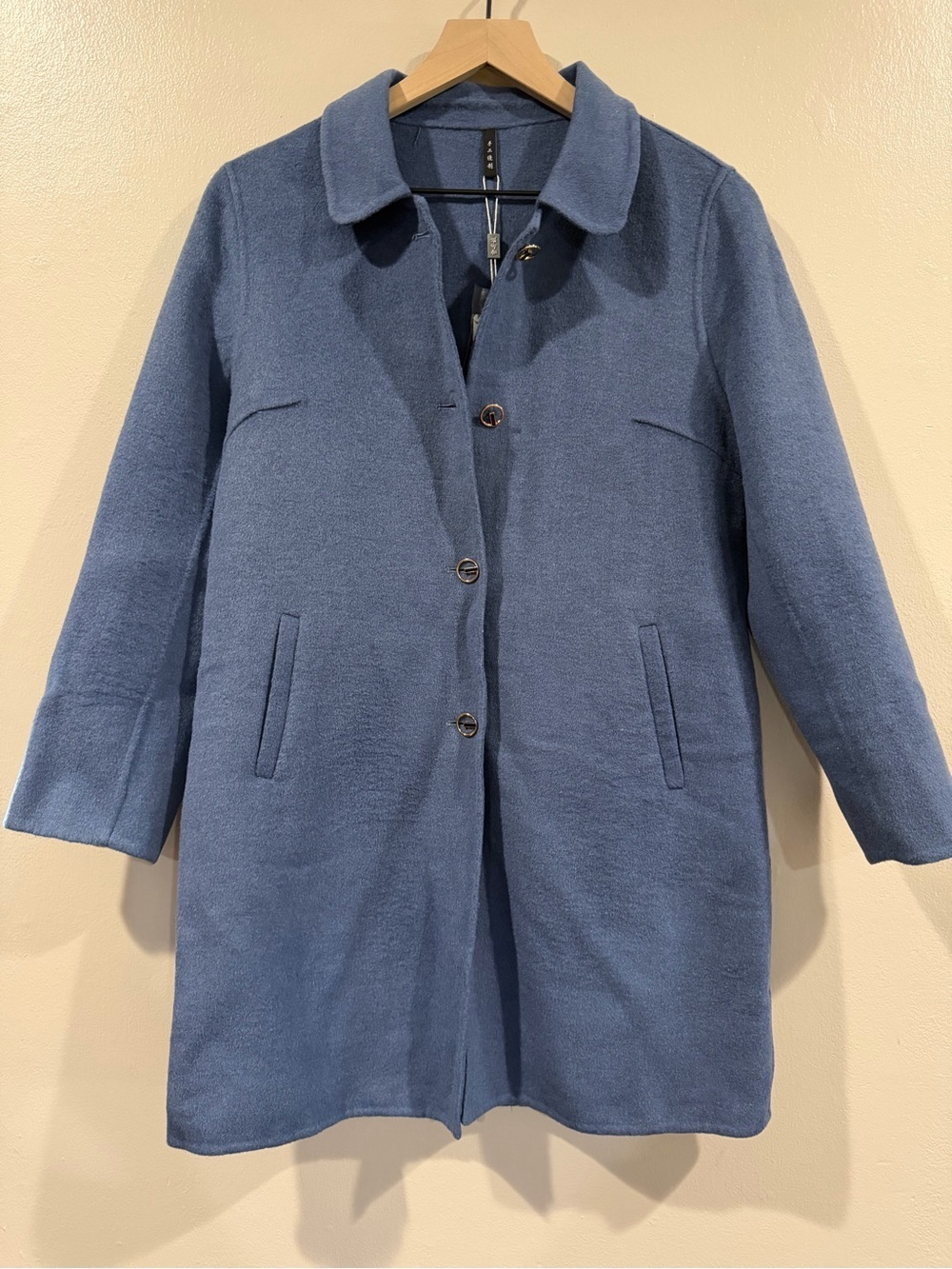 New with Tags Classic Blue 100% Wool Double Sided Women's Coat Size Small
